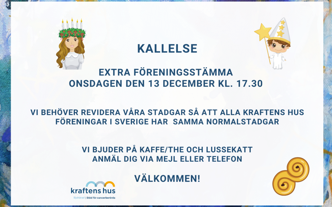 Extra Föreningsstämma på Kraftens hus Sjuhärad 13/12 2023